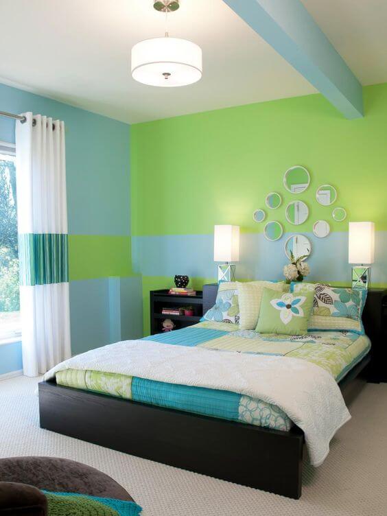 Dekor kamar tidur sederhana hijau cool
