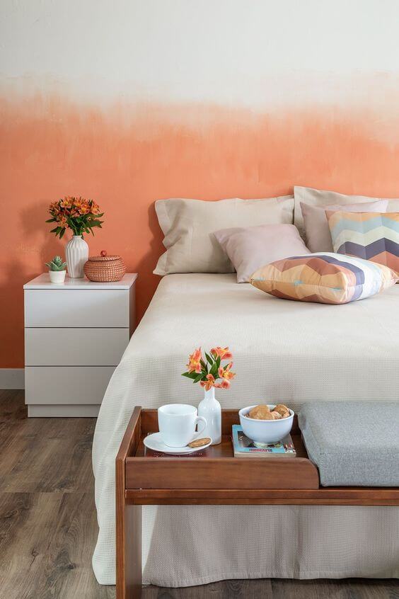 Warna Kamar Tidur Yang kombinasi orange-putih