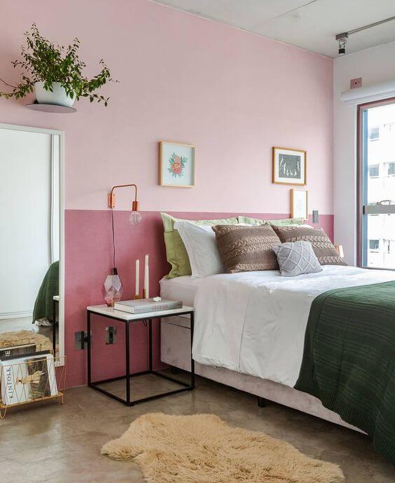 Warna cat kamar tidur romantis kekinian pink gelap-terang
