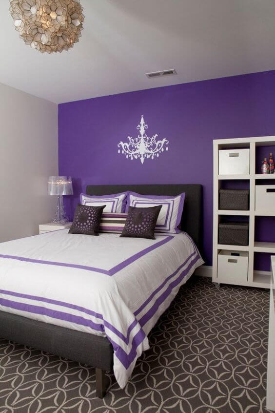 Warna cat kamar tidur romantis ungu