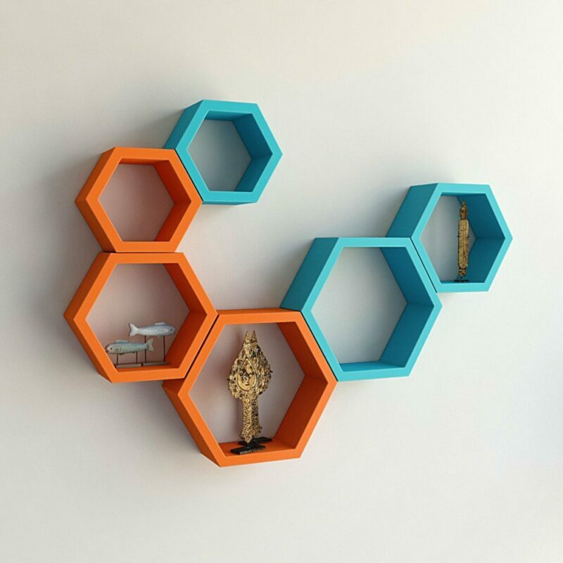 Rak dinding Model Hexagonal (Persegi Enam) untuk dekorasi kamar tidur dan ruang tamu
