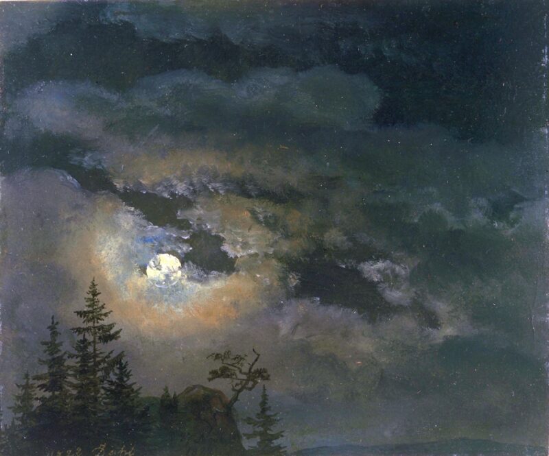 A Cloud and Landscape Study by Moonlight Karya Johan Christian