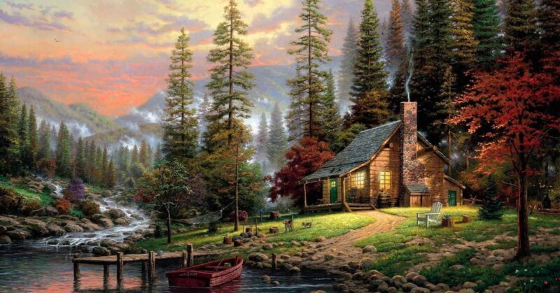 Autumn River Cottage 3D