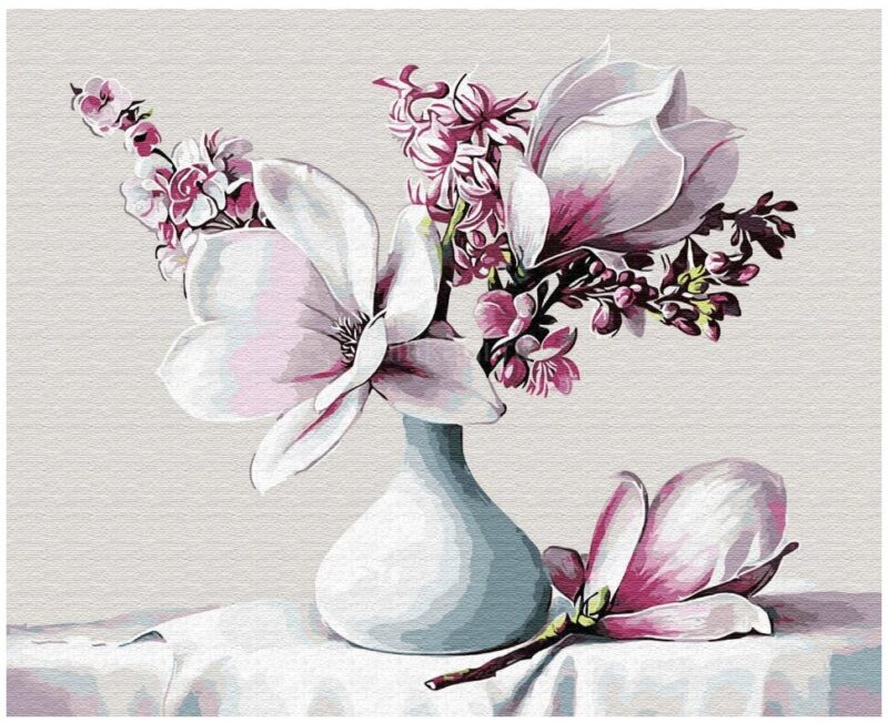 Bunga Lily Di Vas Putih Biru