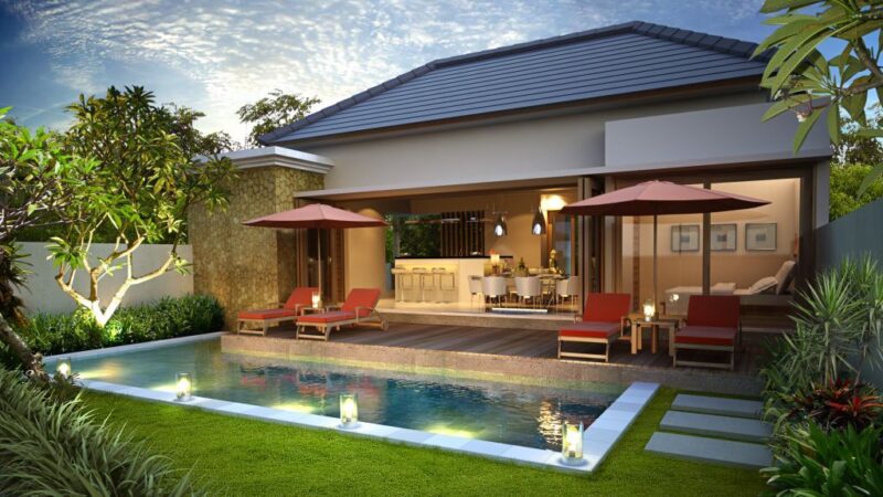 Desain Rumah Bali Modern dengan Kolam Renang dan Gazebo