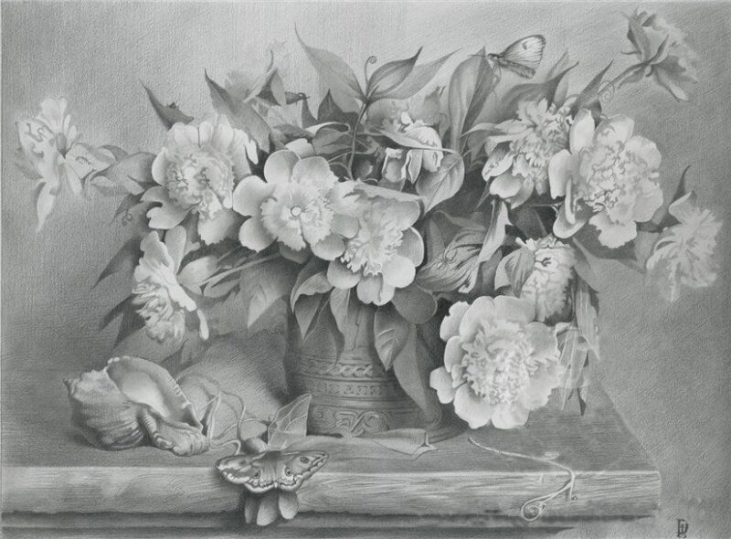 Lukisan Bunga dari Pensil