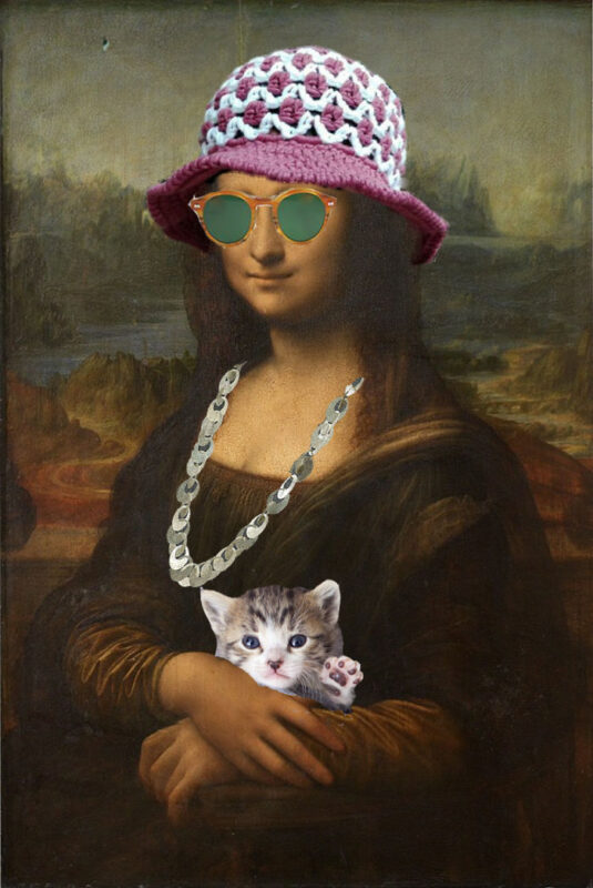 Lukisan Monalisa dengan Kucing