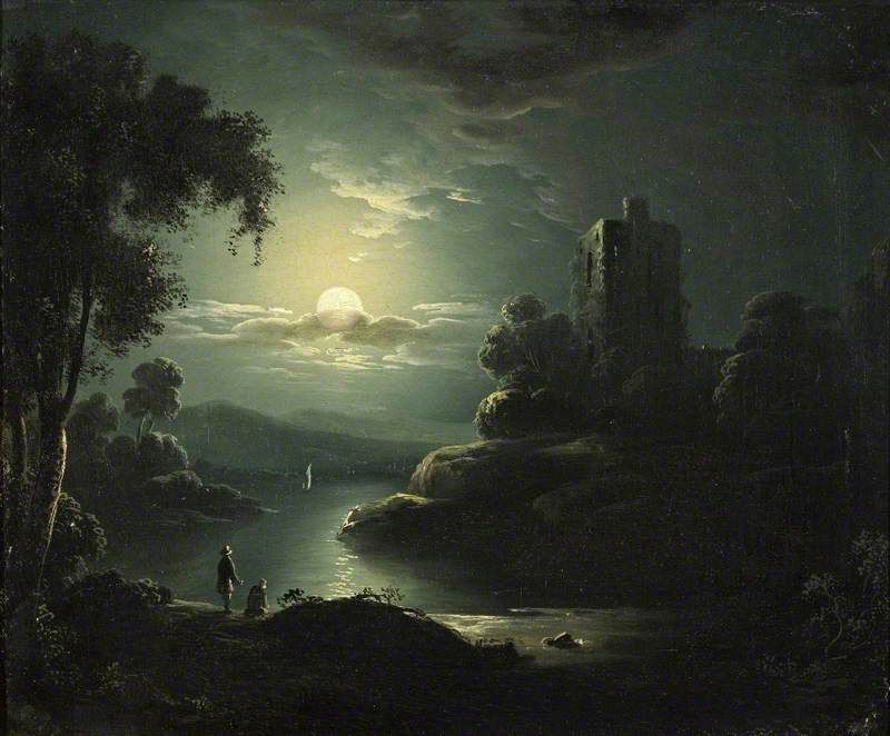 Lukisan Pemandangan Malam Moonlit River