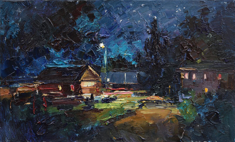 Lukisan Pemandangan Malam Summer Night - Original Rural