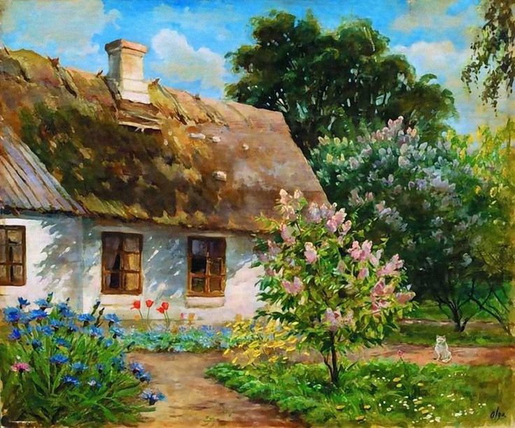 Lukisan Pemandangan Rumah by Olga Kulakova