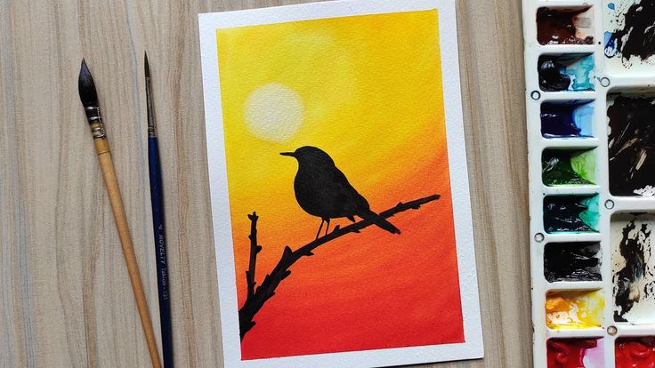 Lukisan Sunset Bird